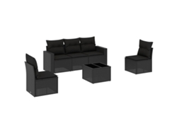 Maison Exclusive - Conjunto de sofá de jardín de 6 piezas con cojines de mimbre, color negro