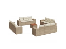 Conjunto 13 sofás de jardín con cojines VIDAXL ratán sintético beige
