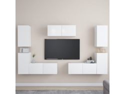 7 Pzs Pack de Muebles de Armario Tv Contrachapado Blanco