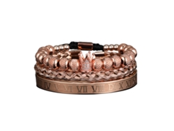 Pulseras De Acero Inoxidable De Lujo Para Hombre Con Dije De Corona Romana Y Micro Pavé.