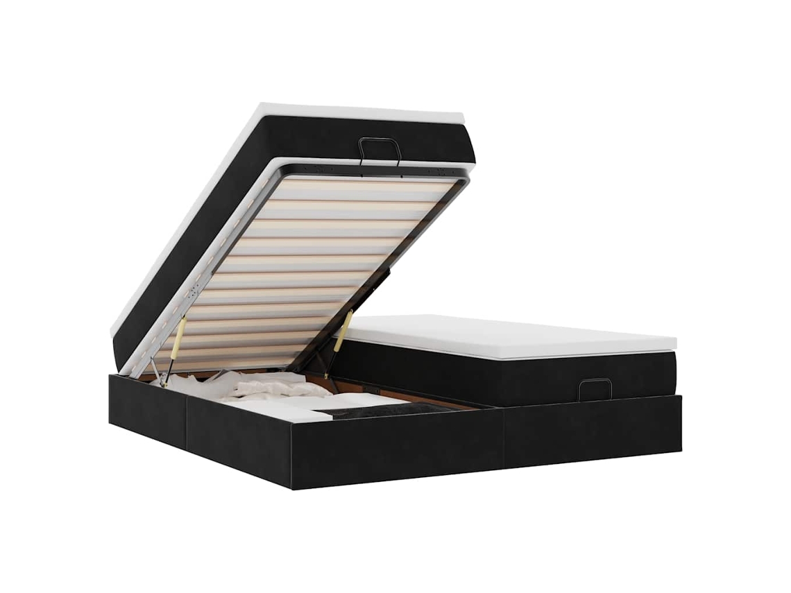 Maison Exclusive - Estructura De Cama Otomana Colchones Terciopelo Negra 160x200cm