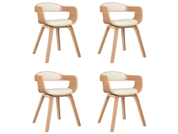 Maison Exclusive - Sillas De Comedor 4 Uds Madera Curvada Y Cuero Sintético Crema