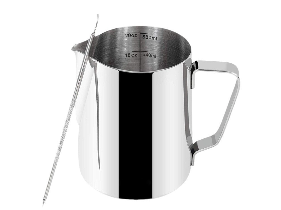 Taza De Acero Inoxidable De 350 Ml Para Latte Art Con Plantilla Y Aguja, Portátil, Recargable Y Compacta, Ideal Para El Hogar, Los Viajes Y