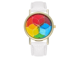 Reloj Unisex Informal De Moda Con Correa De Cuero Y Movimiento De Cuarzo Blanco.