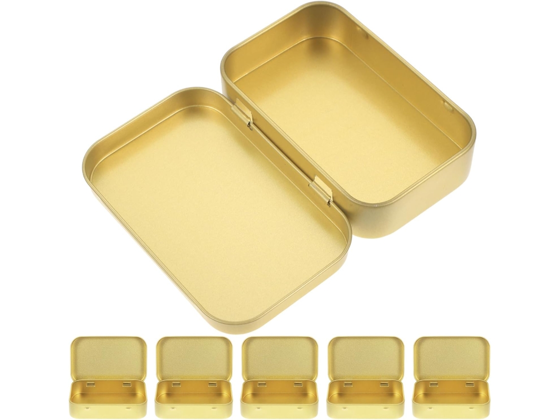 Juego De 6 Cajas De Almacenamiento Rectangulares De Hojalata Con Tapa.
