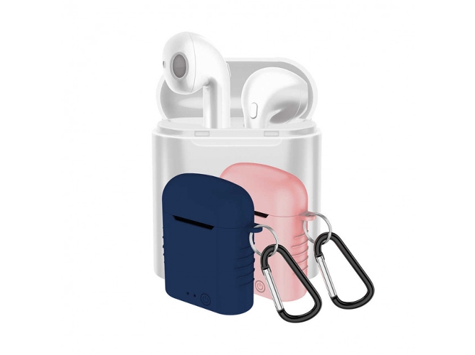 Auriculares Bluetooth True Wireless CONTACT Twins Mini (In Ear + 2 fundas de silicona azul y rosa) — Auriculares