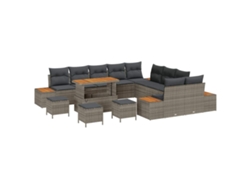 Maison Exclusive - Conjunto De Sofás De Jardín Con Cojín 14 Pcs Gris Poliratán