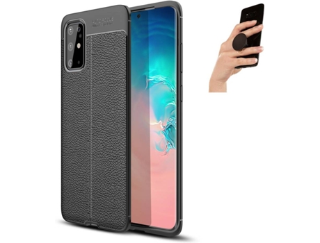 Carcasa y Popsocket Samsung S20 Plus Rugged Leather Negro