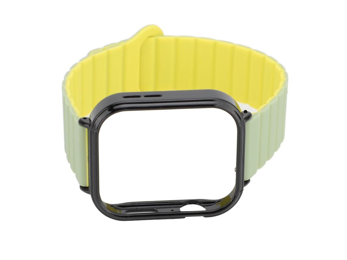 Pulsera Magnética De Silicona Con Bisel Negro Para Reloj Fit 3 Color Verde Amarillento