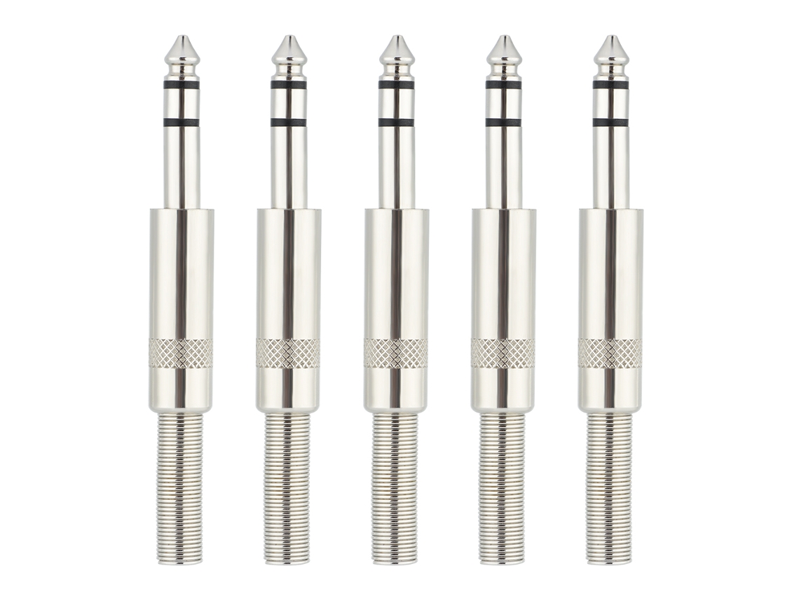 5 Conectores De Audio Estéreo Macho De 6,35 Mm Con Adaptador Chapado En Metal Soldado Para Proyectos De Bricolaje.