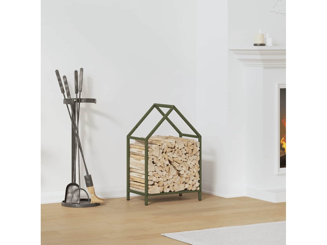 Leñero de acero laminado en frío color verde oliva LOVELY HOME