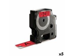 Cinta Laminada Para Etiquetadora DYMO D1 (Rojo Y Negro - 5 Unidades - 19Mm)