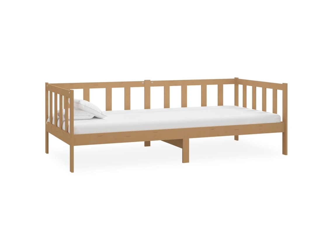 Sofá Cama Madera de Pino Macizo Marrón Miel (90x200 cm)