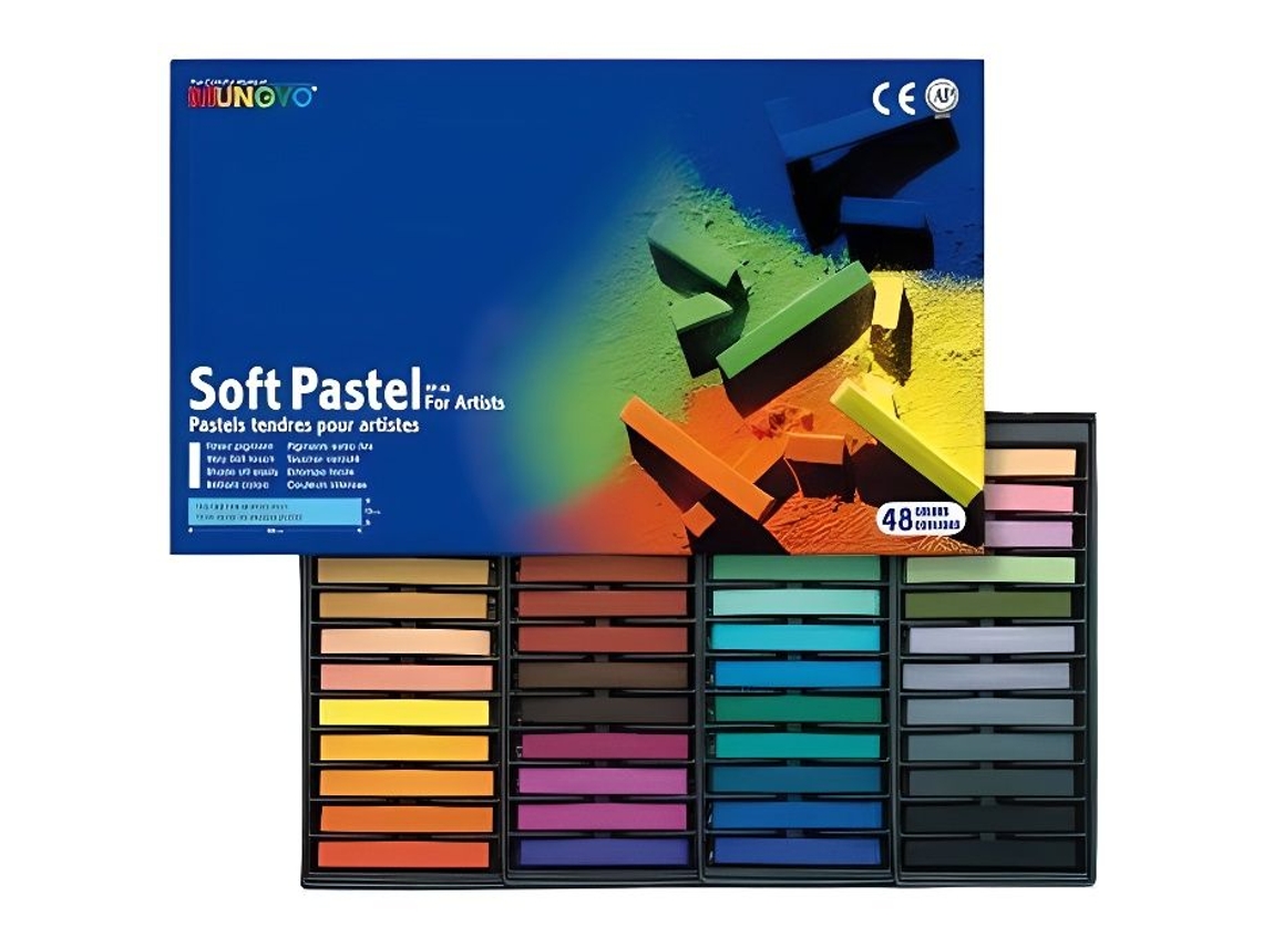 Caja de 48 pasteles secos Mungyo multicolores de 1 cm extra suaves, oz internacionales