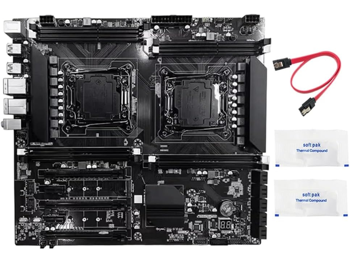 Kit de placa base X99 con dos zócalos LGA2011, 3 puertos Ethernet y 8 ranuras para memoria RAM DDR3. SFUSHOS