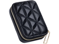 Estuche pequeño negro para maquillaje y labial con espejo, organizador y accesorios cosméticos. Gokoco