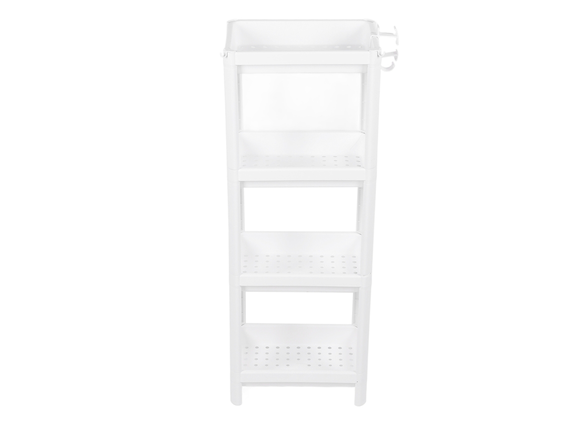 Estantería de baño de plástico blanco de 4 niveles