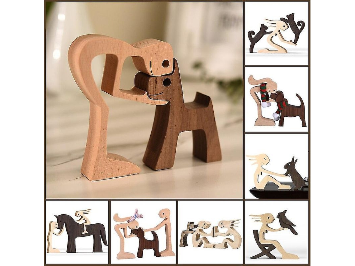 Figura De Perro De Madera Para Decoración De Mesa, Escultura Para Amantes De Los Perros, Estilo J