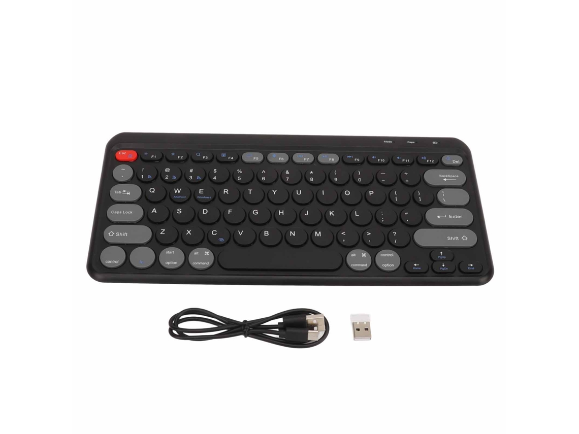 Mini Teclado Inalámbrico Compacto Con Teclas Redondas, Modo Bluetooth/2.4g Dual, Delgado Y Portátil, Negro.