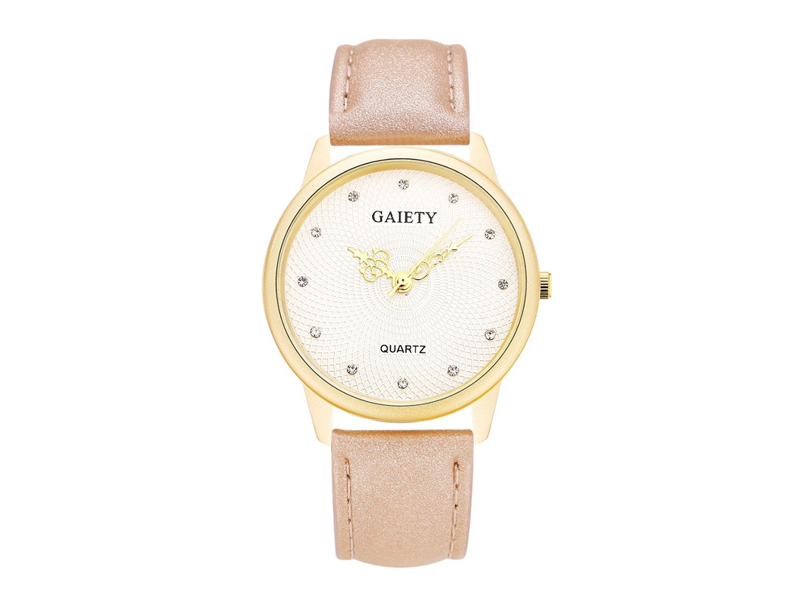 Reloj De Pulsera Unisex Redondo De Aleación Con Correa Ajustable Y Movimiento De Cuarzo Analógico (marrón Claro).