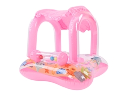 Flotador Infantil Para Piscina Con Toldo Y Timbre Inflable, Asiento Seguro, Rosa.