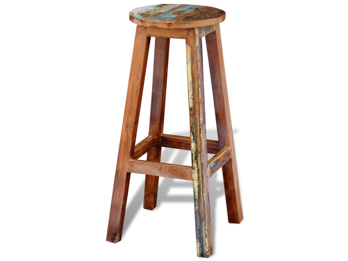 Taburete De Bar Madera Maciza Reciclada