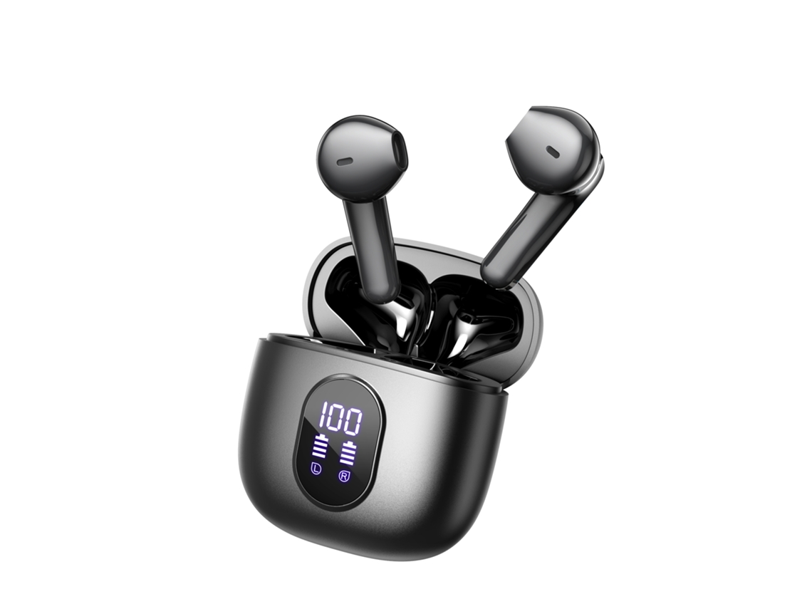 (negro) Auriculares Inalámbricos Bluetooth Con Cancelación De Ruido, Pantalla Digital Y Función Enc.