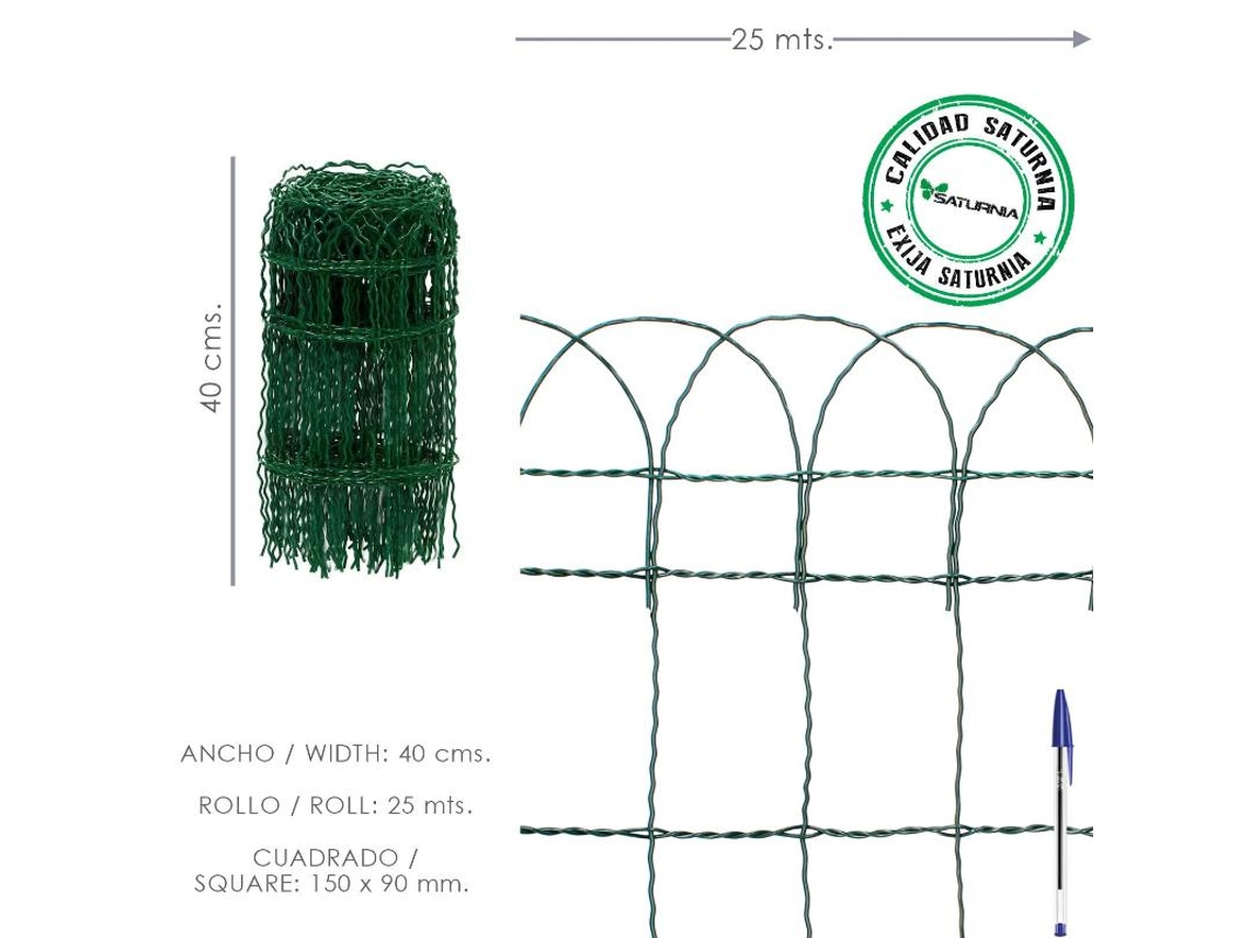 Malla Electrosoldada Plastificada Residence Altura 40 cm Rollo 25 Metros SATURNIA