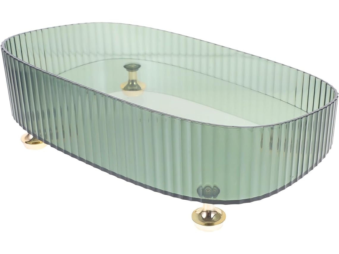 Bandeja De Maquillaje De Plástico Rígido Transparente Nuobesty, Bandeja De Tocador Verde Claro Para
