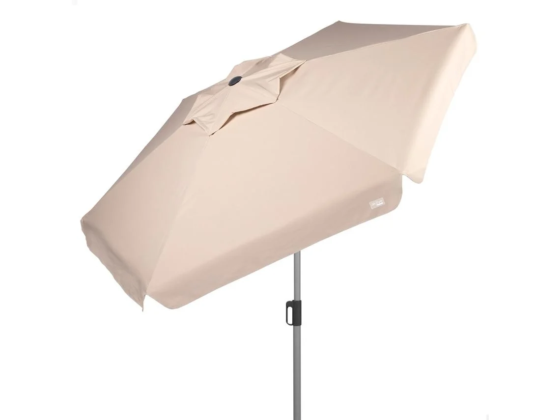 AKTIVE Sombrilla grande jardín antiviento hexagonal inclinable marfil 230 cm c/protección UV50 y bolsa transporte