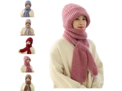 2026-gorro Bufanda Integrado Antiviento Para Oídos, Calientito De Lana De Invierno 2 En 1, Gorro Tejido Grueso Para Actividades Al Aire Libre