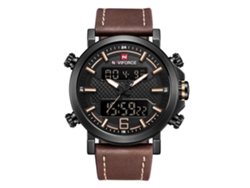 Reloj Electrónico Impermeable Para Hombre Naviforce Con Correa De Pu Y Calendario.