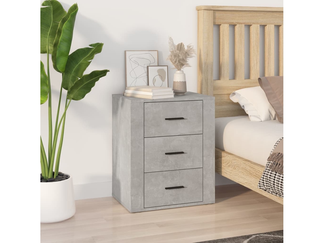 Mesita de Noche 50X36X60 Cm Derivados Madera Gris Cemento
