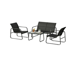 Conjunto De 4 Peças Para Jardim Externo Com 2 Sofás De 2 Lugares, 2 Mesas De Vidro, Almofadas, Capas Removíveis E Bolsos (cinza)