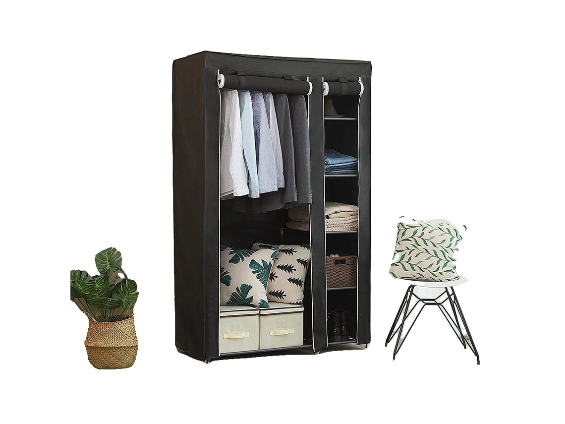 Armário De Armazenamento, Estrutura Metálica Durável, Design Moderno Minimalista, Preto