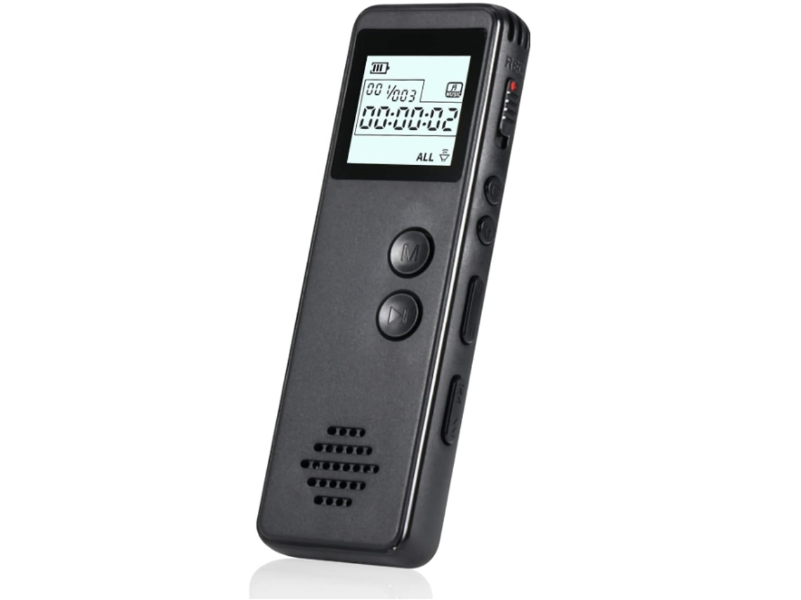 Grabadora de voz de 64 GB con dispositivo de grabación de reproducción Grabadora de audio de 1536 Kbps Grabadora activada por voz para conferencias Negro YEMAESRE