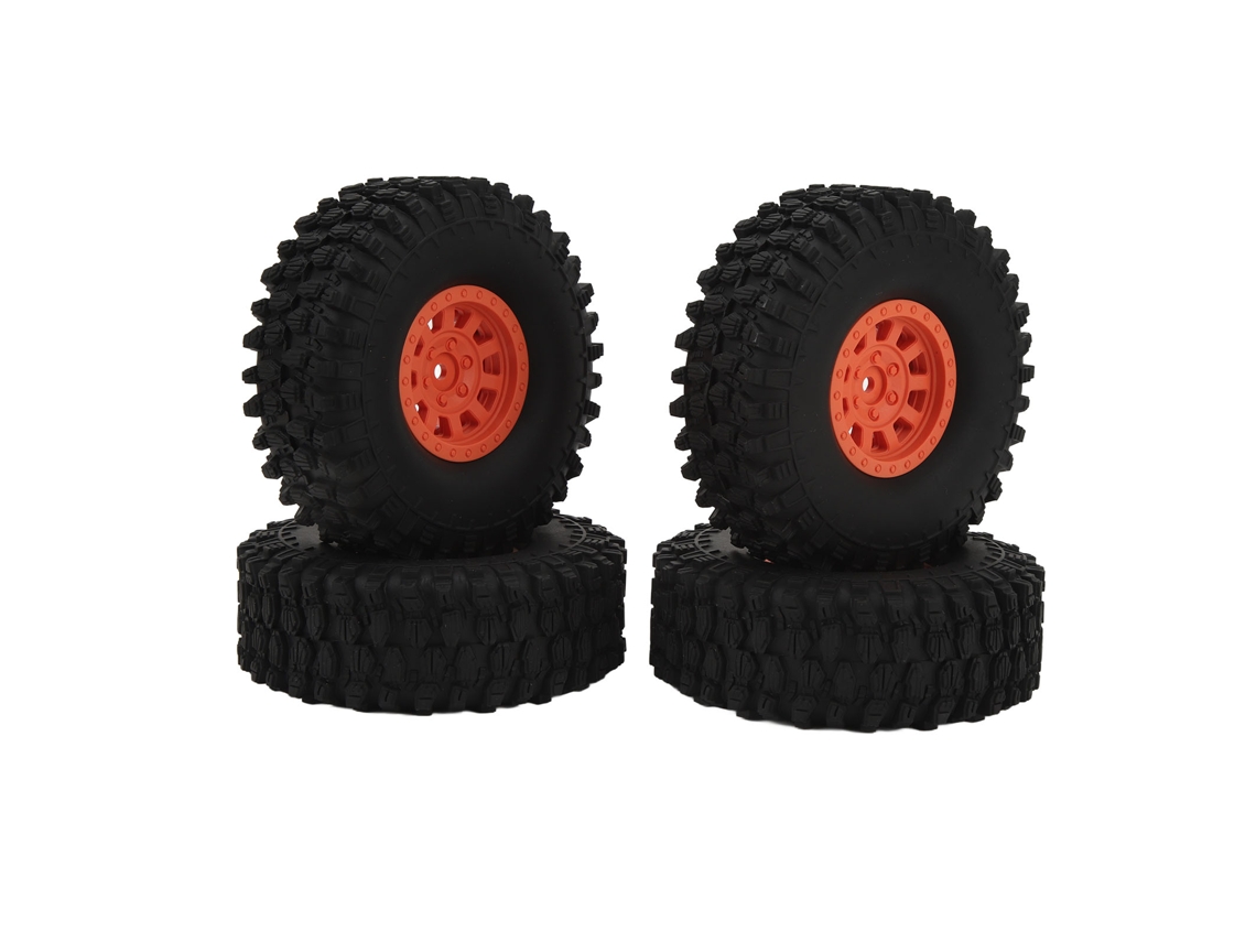 Ymsl 4 Piezas Ruedas De Caucho Rc 120mm 1.9in Con Cubo De Nylon 10 Rayos Para Axial Scx10 90046 Traxxas Redcat Gen8 Naranja Hxl