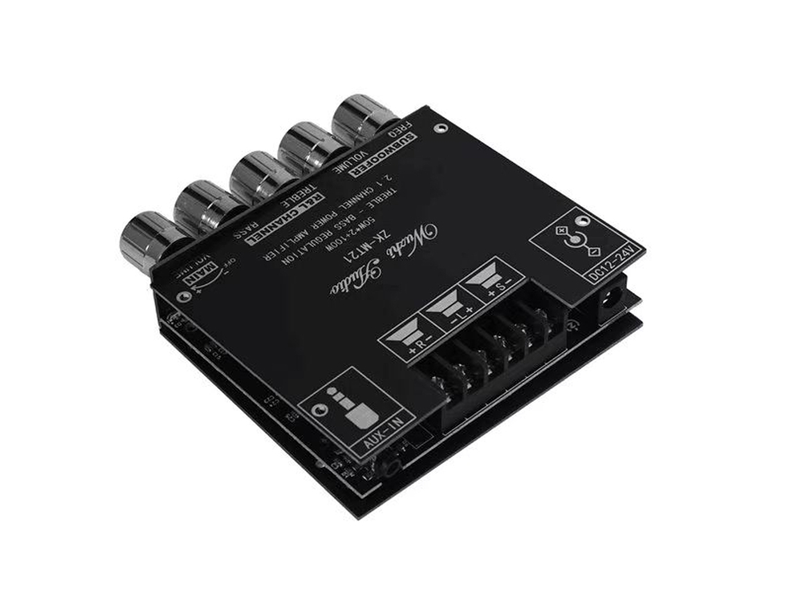 Módulo Amplificador De Audio Potencia Mt21 2.1 Canales Bt Aux Para Bocinas 20-100w