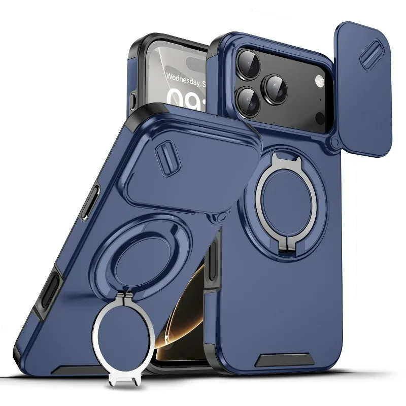 (iphone 17 Pro, Azul) Funda Magnética Para Iphone, Diseño Deslizante, Resistente A Golpes Y Caídas.