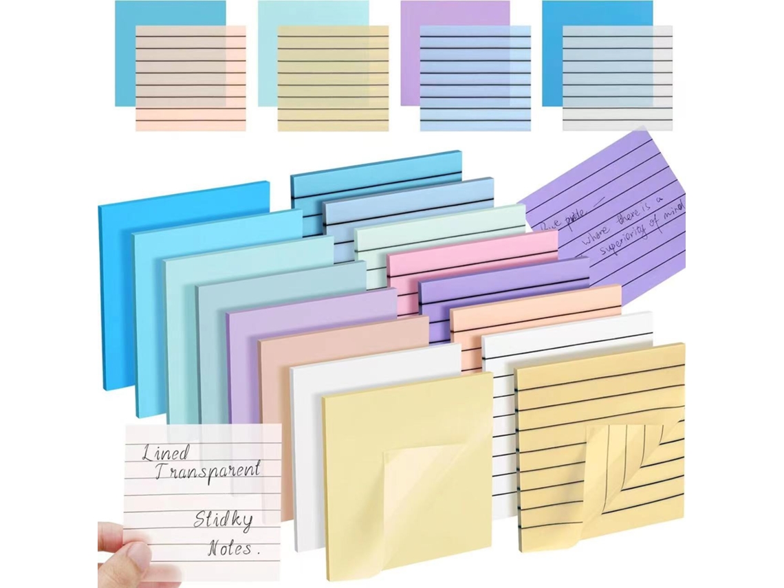Bloc de notas Eifson, 16 blocs de notas autoadhesivos translúcidos, 50 hojas por bloc