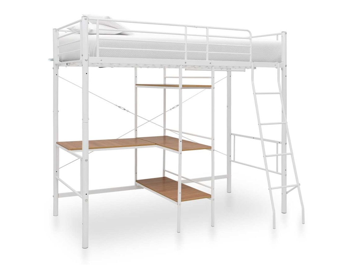 Litera Con Escritorio 90x200 Cm Metal Blanco Dkd Home Decor
