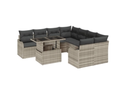 Maison Exclusive - Conjunto de sofás de jardín de poliratán gris claro de 9 piezas