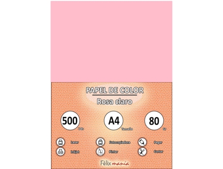 A4 80Gr Papel Rosa Claro 500 Hojas