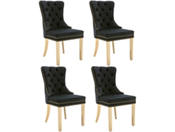 Juego de 4 sillas de terciopelo con patas de metal negro Mobrio