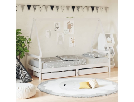 Estructura De Cama Infantil VIDAXL Blanco Madera (90x200 cm)