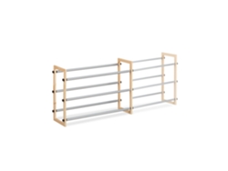 Relaxdays Zapatero Extensible, Estantería Zapatos, Organizador De 3 Estantes, Madera-hierro, 1 Ud., Hasta 118 Cm, Marrón