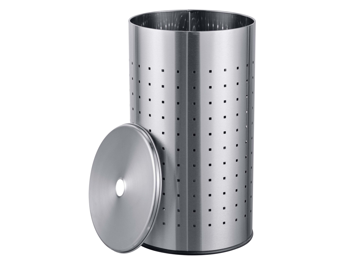 Relaxdays, Cesto Para Roupa Suja Com Tampa, Aço Inox Escovado, 42 L, A X P: 55 X 31 Cm, Ventilado, Prateado