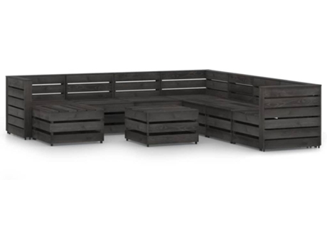 Conjunto 9 de muebles de jardín VIDAXL madera de pino impregnada gris