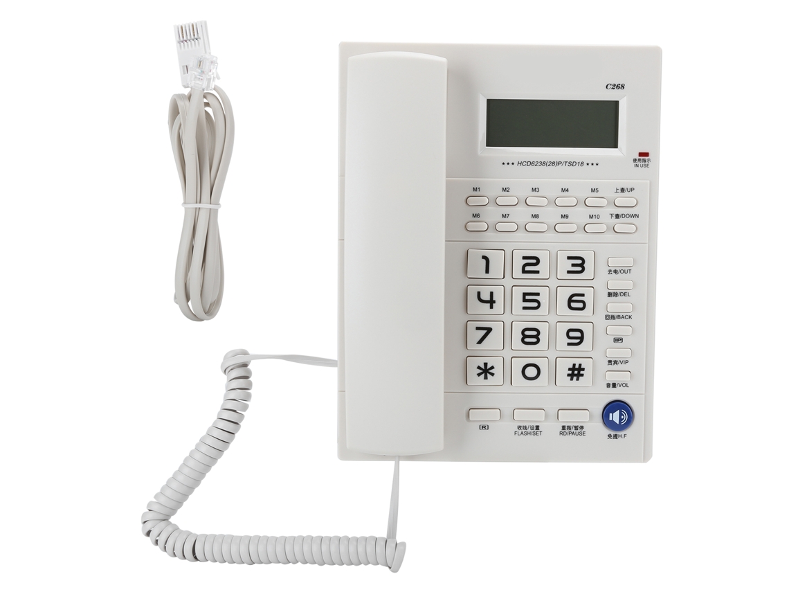 Teléfono fijo residencial con identificador de llamadas y alarma