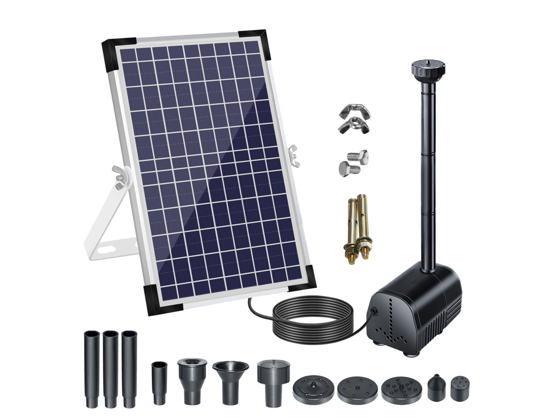 Bomba solar para fuente 18v/10w 1000l/h, bomba de agua solar, con panel solar grande y boquillas, circulación de agua y oxígeno ORBITRA COMMERCE